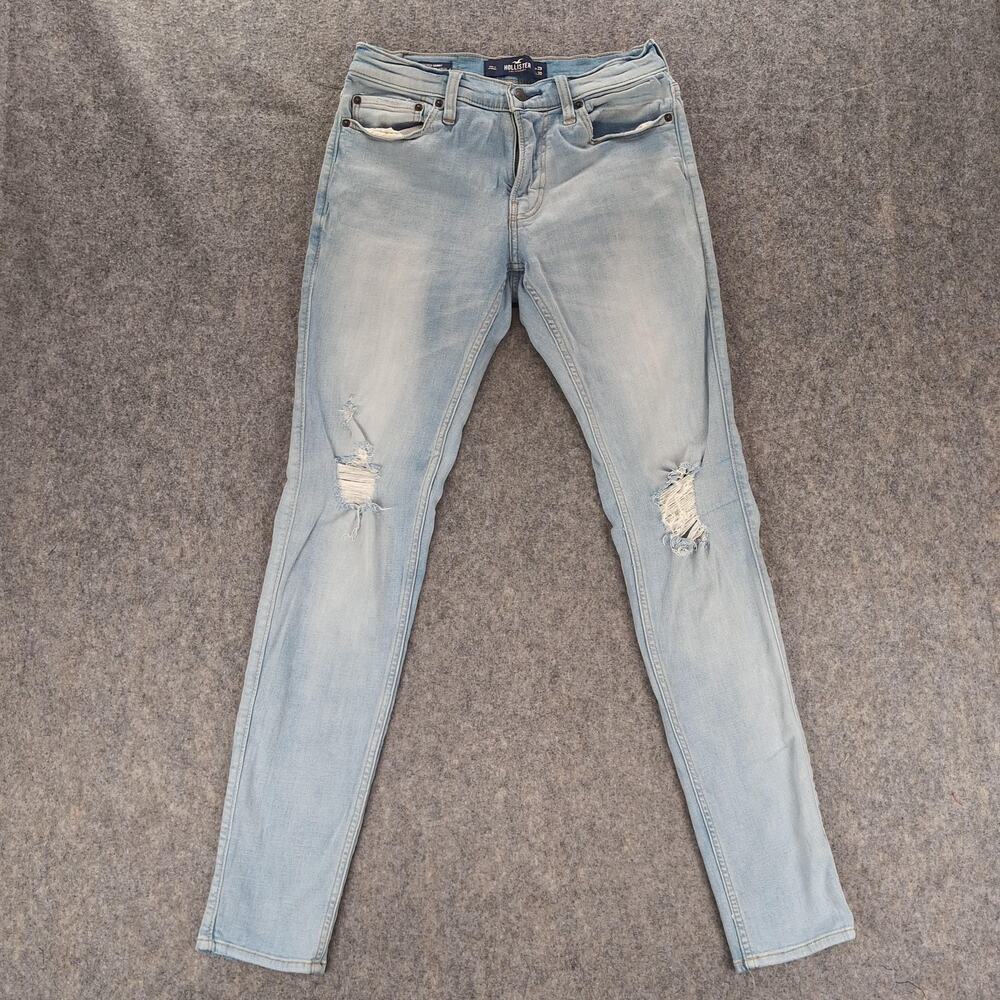 Hollister Jeans Mens 29x30 Blue Stacked Skinny Advanced Stretch Distressed Denim